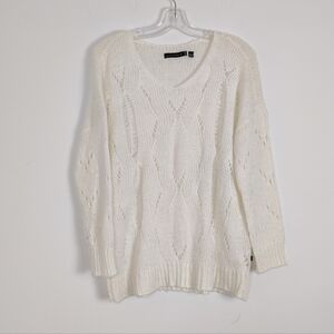 William Rast Women's Wool Blend V-neck Hollow Sweater Size Medium Oversized